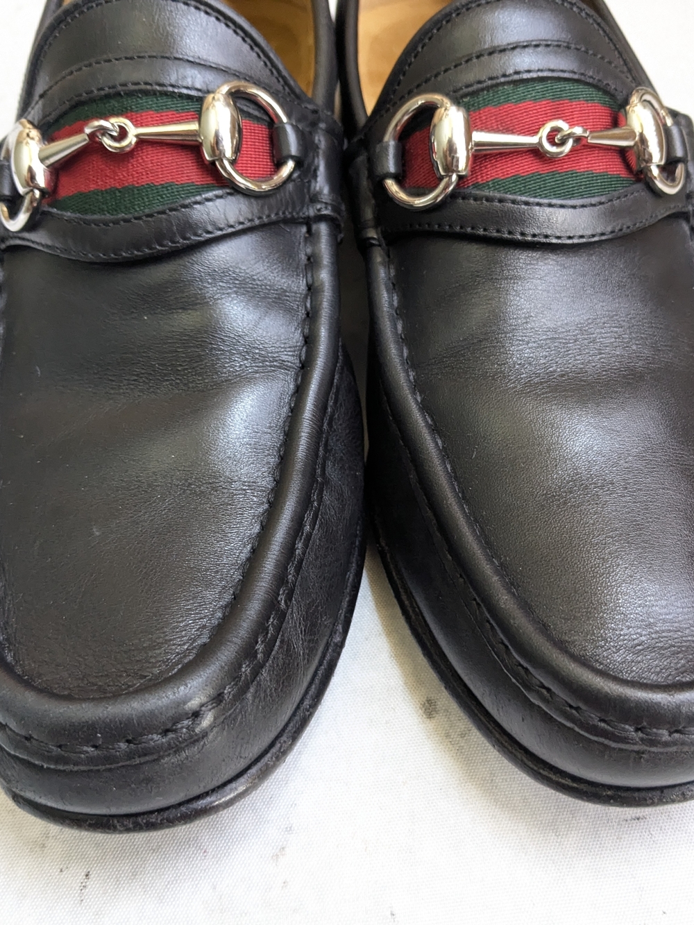 Gucci Black Leather Horsebit Loafers with Red-Green Web Men US 6.5 - Picture 4 of 16